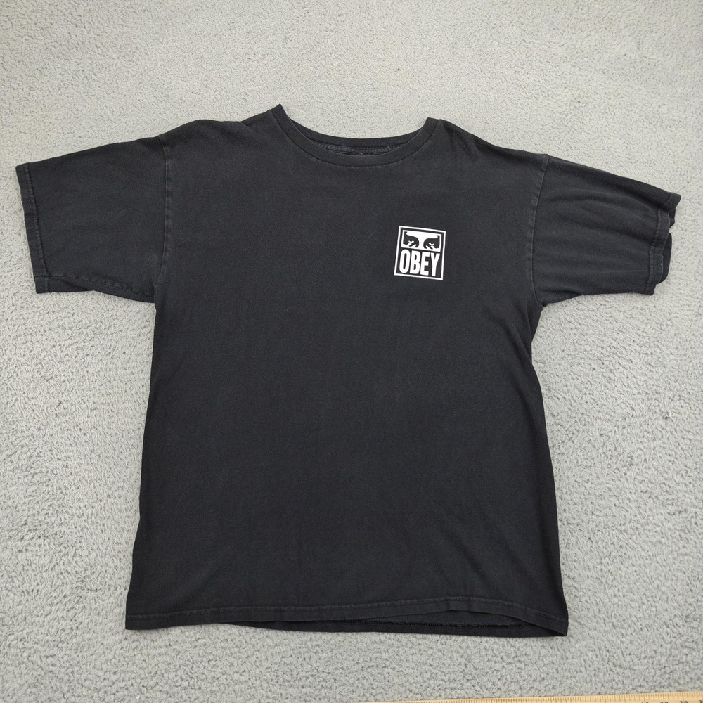 Vintage Obey Shirt Mens Large Black Big Logo Graphic Streetwear Skate 2000s‎ Y2K
